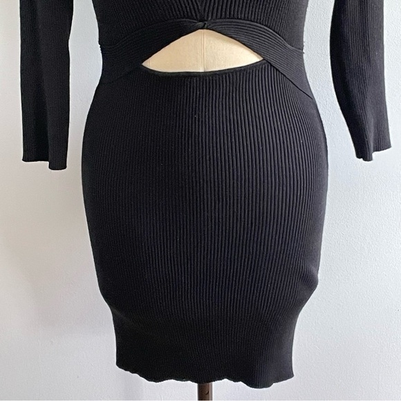 Almost Famous Ribbed Cut-Out Long Sleeve Dress- Black- Size Large - Picture 3 of 7